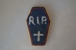 Galleta fondant de ataúd para Halloween