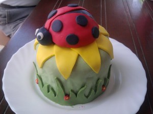 Tarta fondant de mariquita