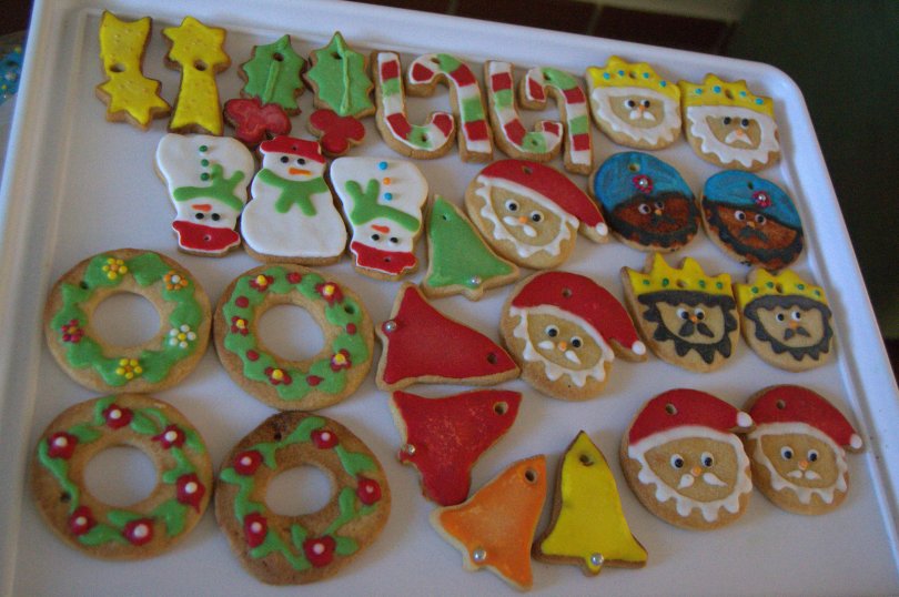 Galletas de Navidad de glasa y fondant