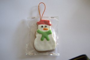 Galleta de muñeco de nieve con fondant y glasa