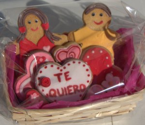 Cesta de galletas para San Valentín