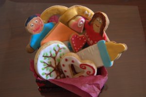 Cesta de galletas fondant para San Valentín