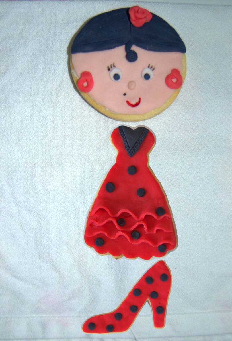 Galletas de flamenca: cara, vestido y zapatos de gitana