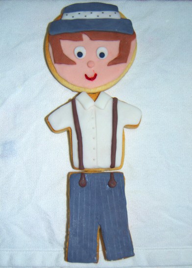 Galletas fondant cara, camisa y pantalón de flamenco