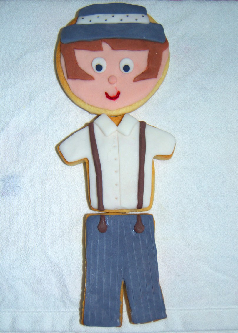 Galletas fondant cara, camisa y pantalón de flamenco