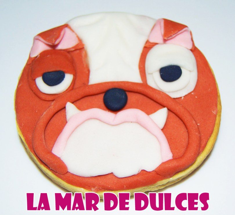 Galleta fondant de cara de bulldog