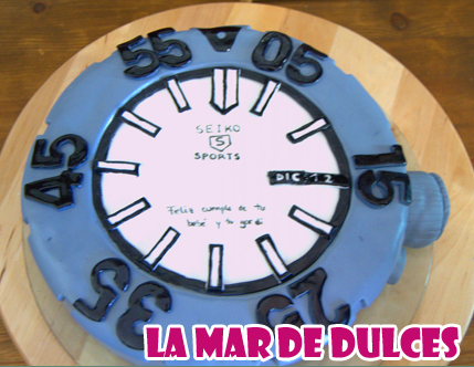 Tarta fondant de reloj