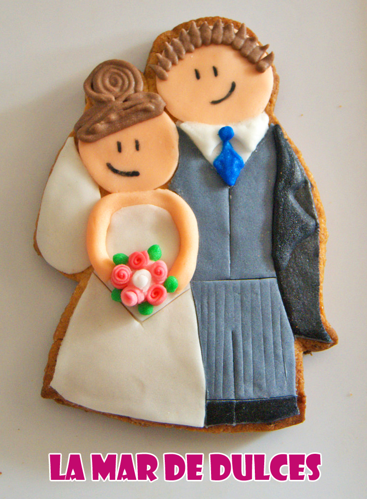 Galleta fondant de pareja de novios