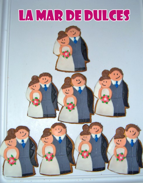 Galletas fondant de pareja de novios