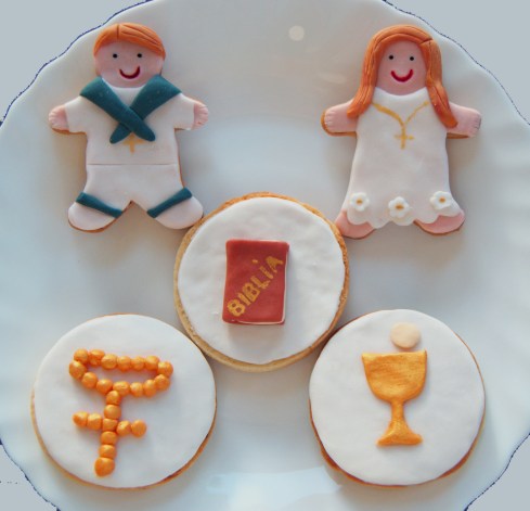 Galletas decoradas con fondant para la Primera Comunión