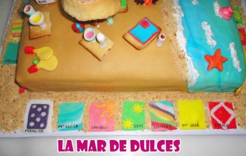 Tarta fondant de playa con chiringuito Sevilla