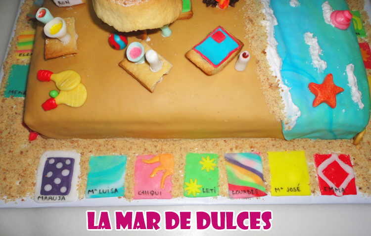 Tarta fondant de playa con chiringuito Sevilla