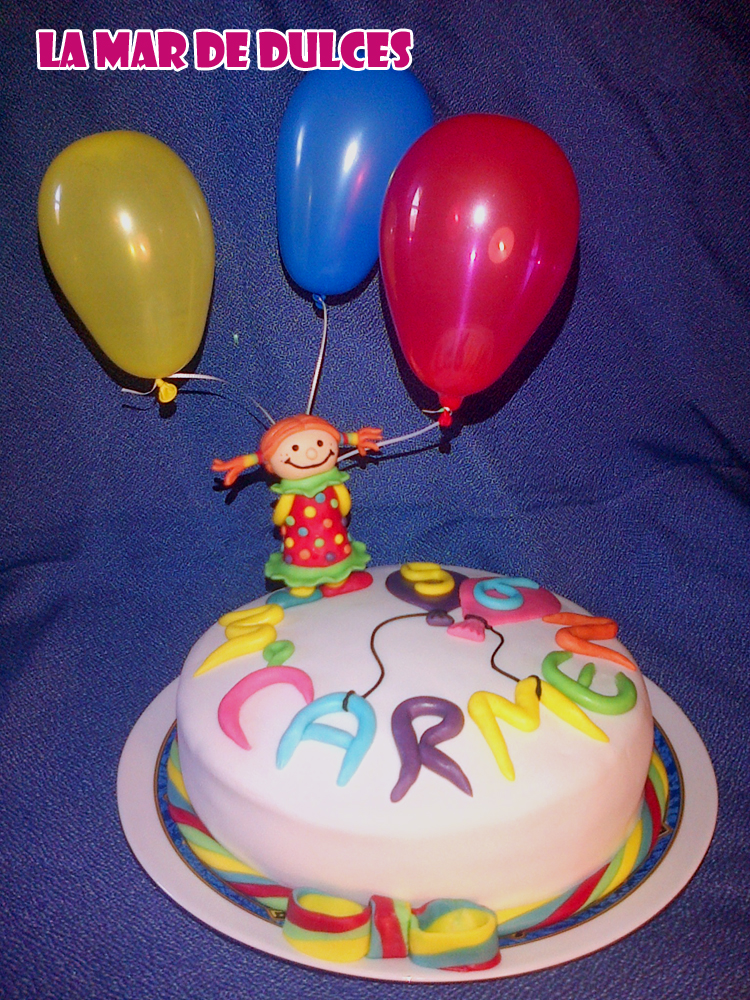 Tarta fondant de globos Sevilla