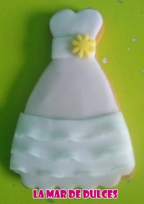 Galleta decorada de vestido de novia