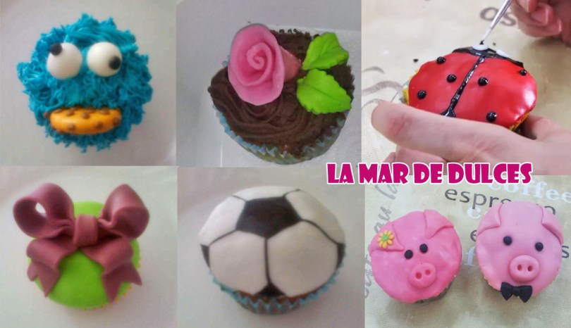 Cupcakes decorados con crema y fondant