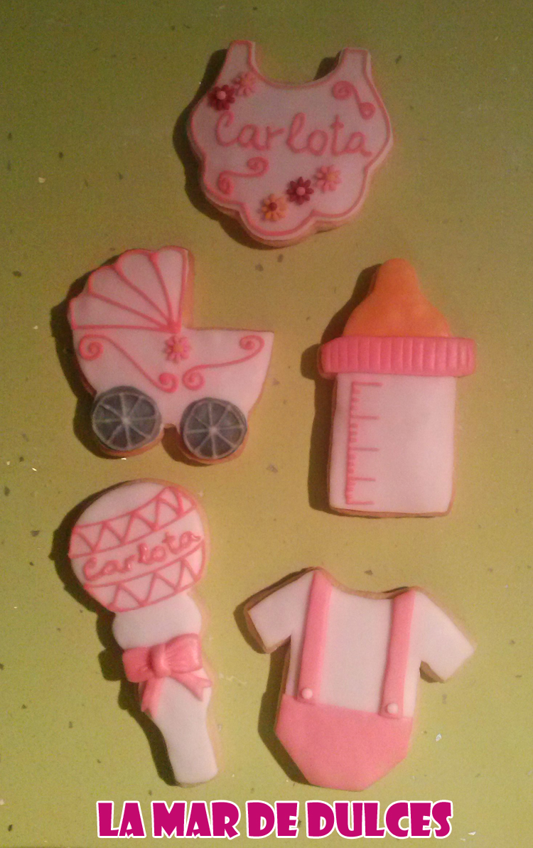 Galletas decoradas con glasa y fondant para Bautizo de niña