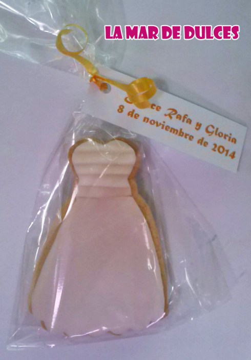 Galletas decoradas de vestido de novia para boda Sevilla