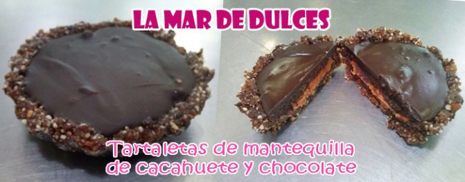 Tartaletas de mantequilla de cacahuete, chocolate y frutos secos